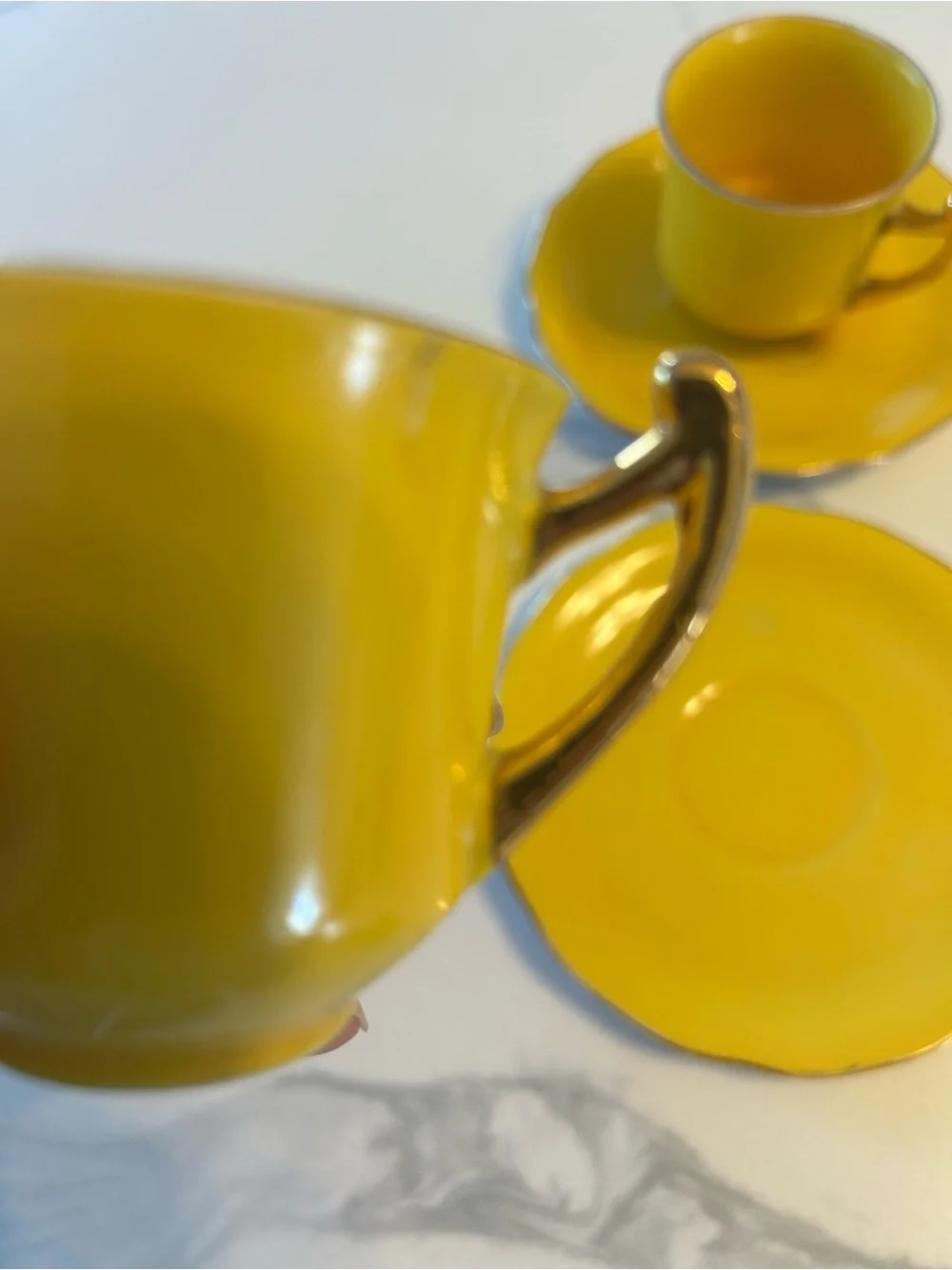 3 Sets Of Mini GOLDCASTLE Yellow Tea Cups